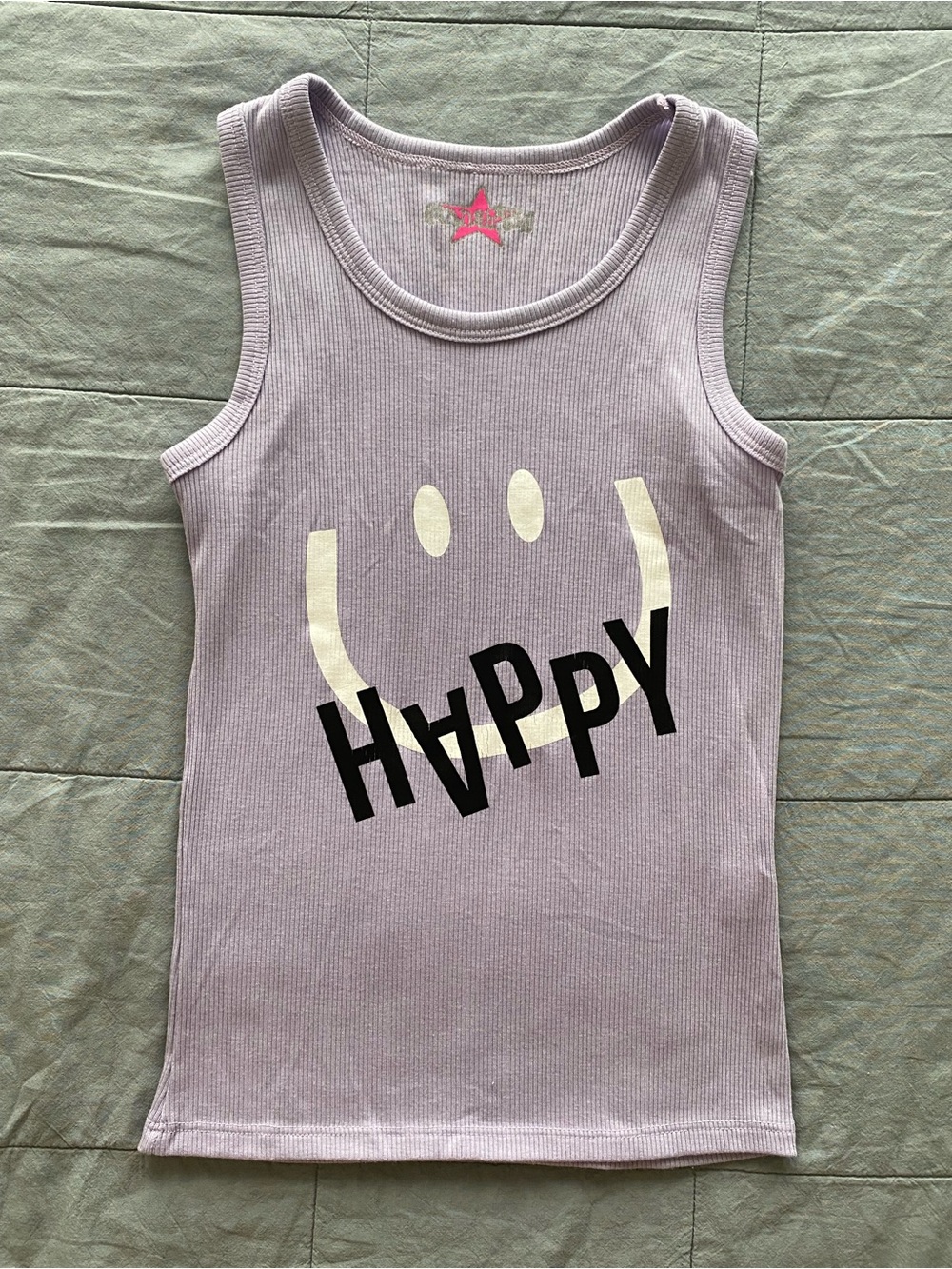 Denny’s Kids Lilac 'Happy' Smiley Tank Top